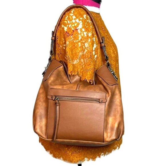 Lapsting Brown Shoulder Bag With Adjustable Strap & Zipper Pockets Vegan Leather - Picture 3 of 10